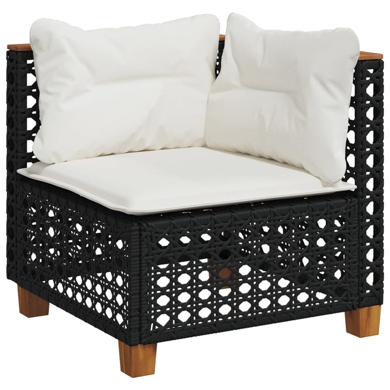 Set canapele de grădină cu perne, 10 piese, negru, poliratan