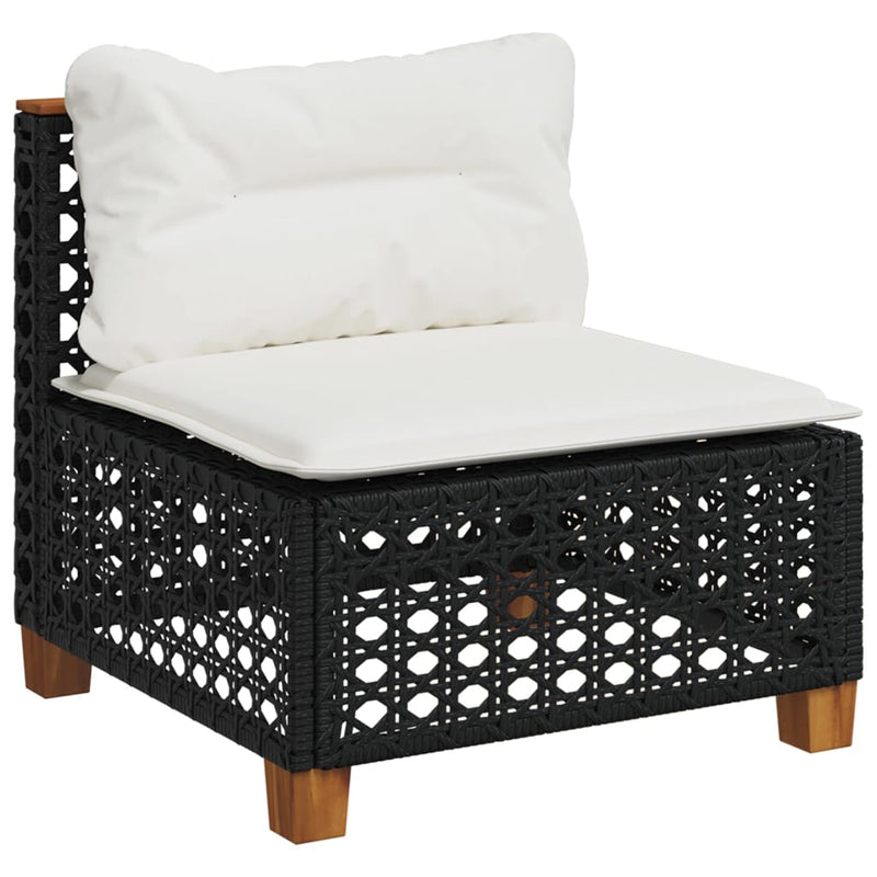 Set canapele de grădină cu perne, 10 piese, negru, poliratan