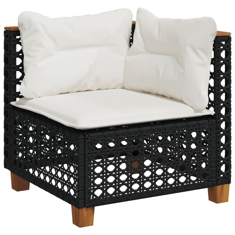 Set canapele de grădină cu perne, 11 piese, negru, poliratan