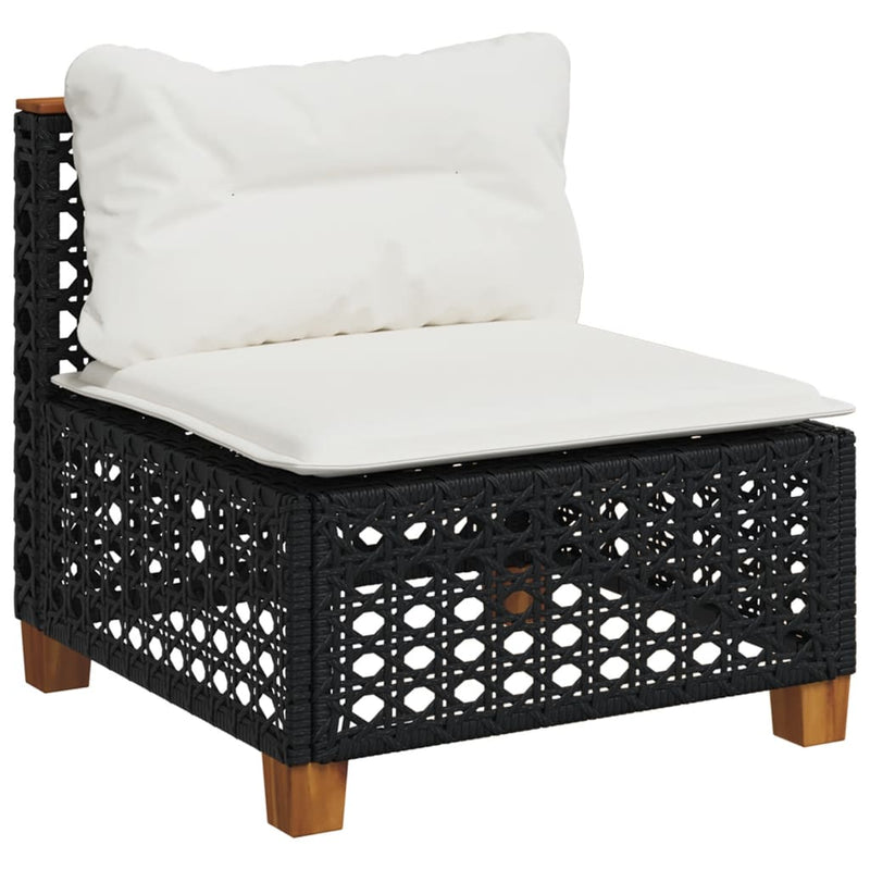 Set canapele de grădină cu perne, 11 piese, negru, poliratan
