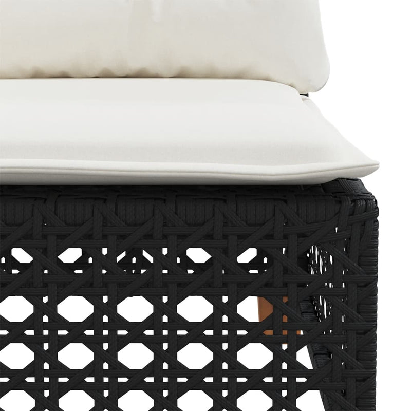 Set canapele de grădină cu perne, 11 piese, negru, poliratan