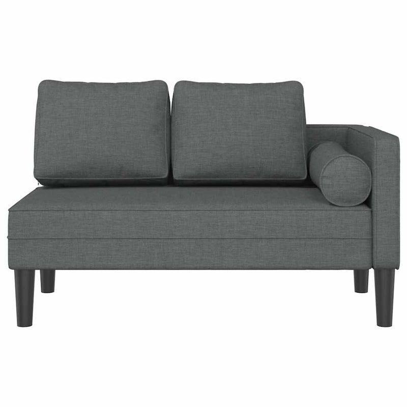 Șezlong cu perne, gri închis, material textil