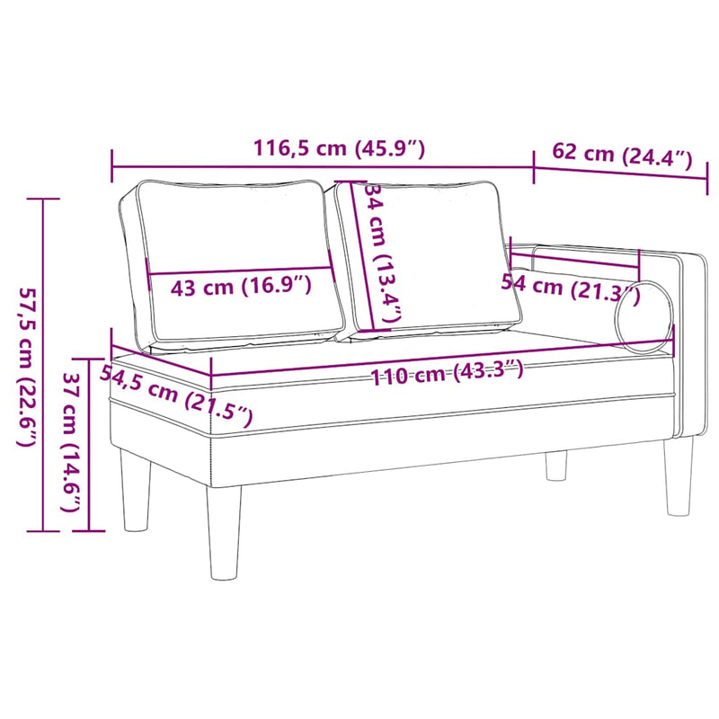 Șezlong cu perne, gri închis, material textil