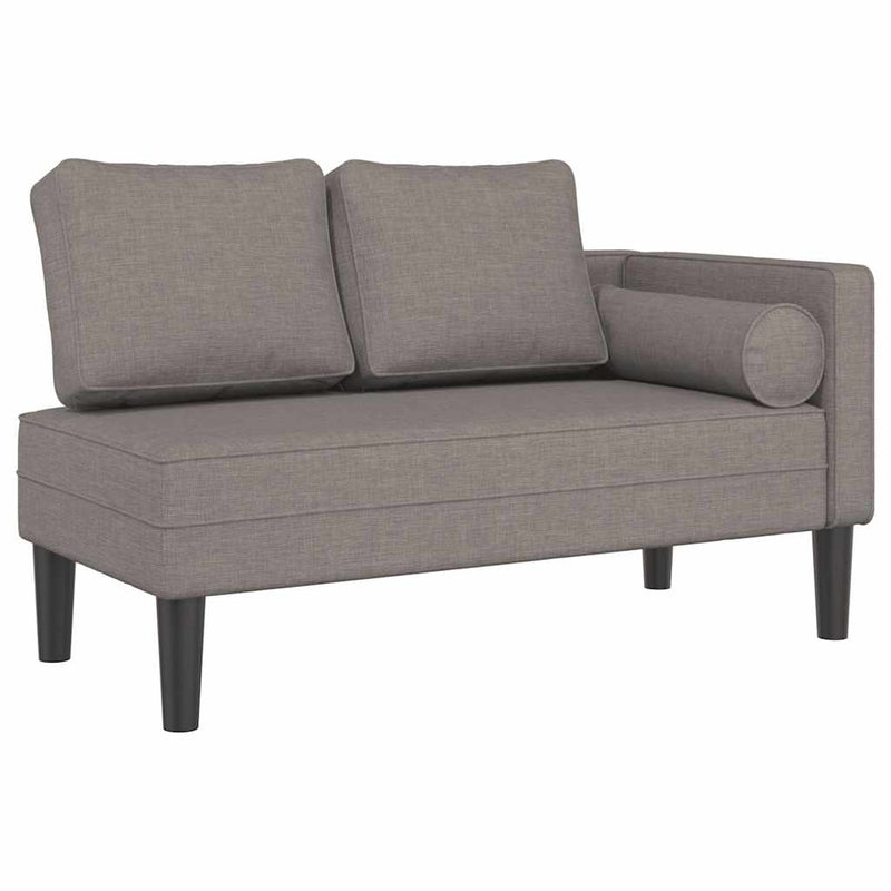 Șezlong cu perne, gri taupe, material textil