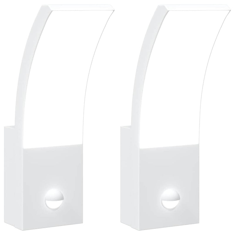 Lămpi exterioare de perete LED/senzor 2 buc alb aluminiu turnat
