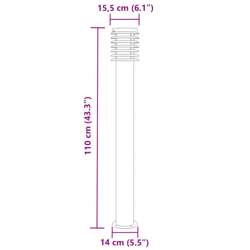 Lămpi exterioare de podea 3 buc argintiu 110 cm oțel inoxidabil