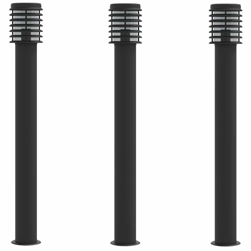 Lămpi de podea de exterior 3 buc. negru 110 cm oțel inoxidabil