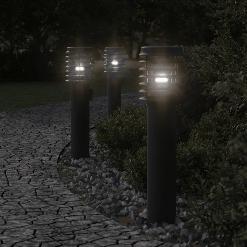 Lampă exterioară de podea cu priză, negru, 60 cm, oțel inox