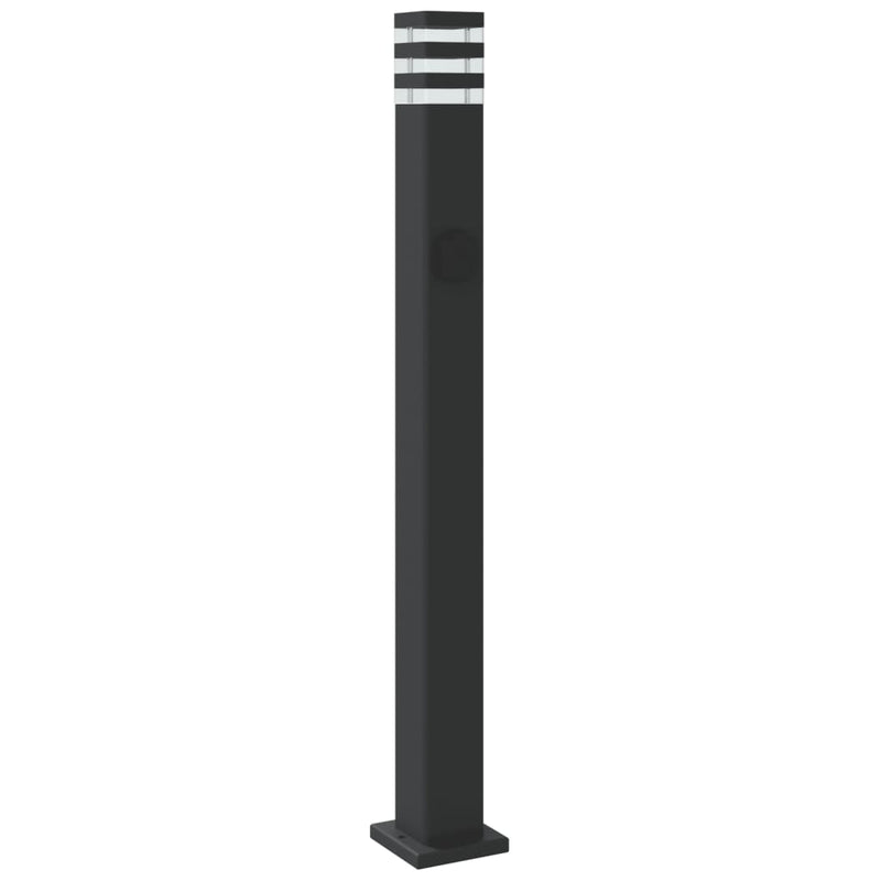 Lămpi exterioare de podea cu priză 3 buc. negru 110 cm aluminiu