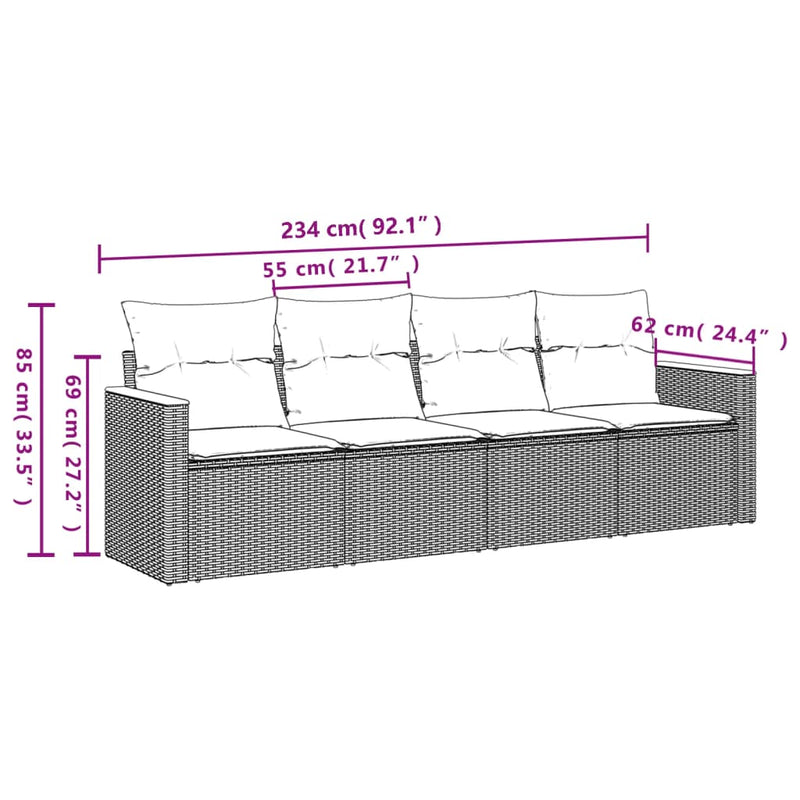 Set canapele de grădină, 4 piese, cu perne, bej, poliratan