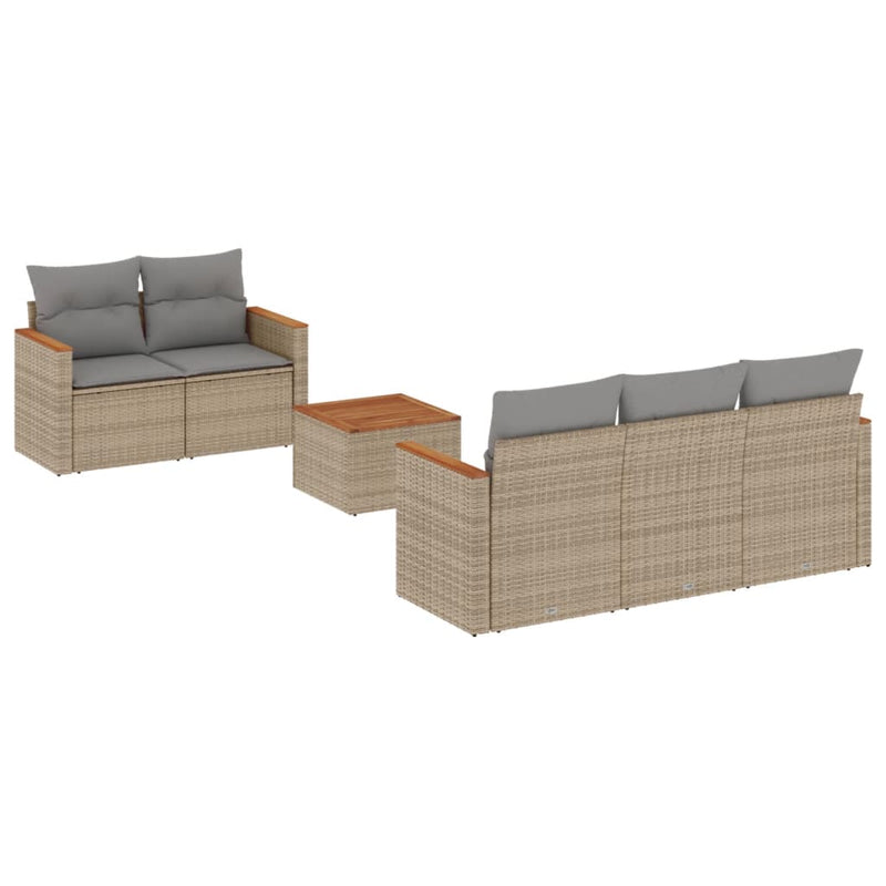 Set canapele de grădină cu perne, 6 piese, bej, poliratan