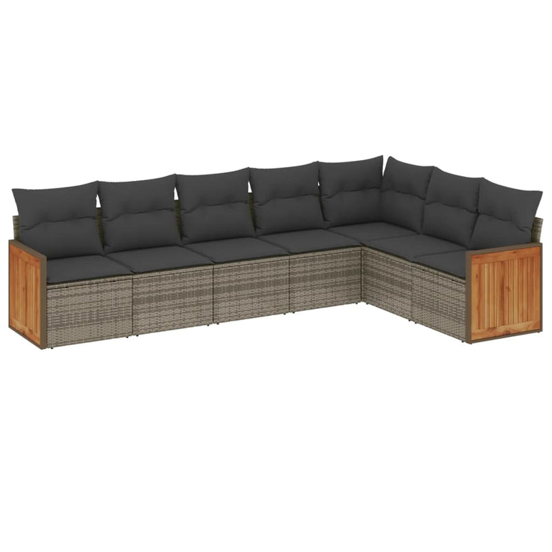 Set canapele de grădină, 7 piese, cu perne, gri, poliratan