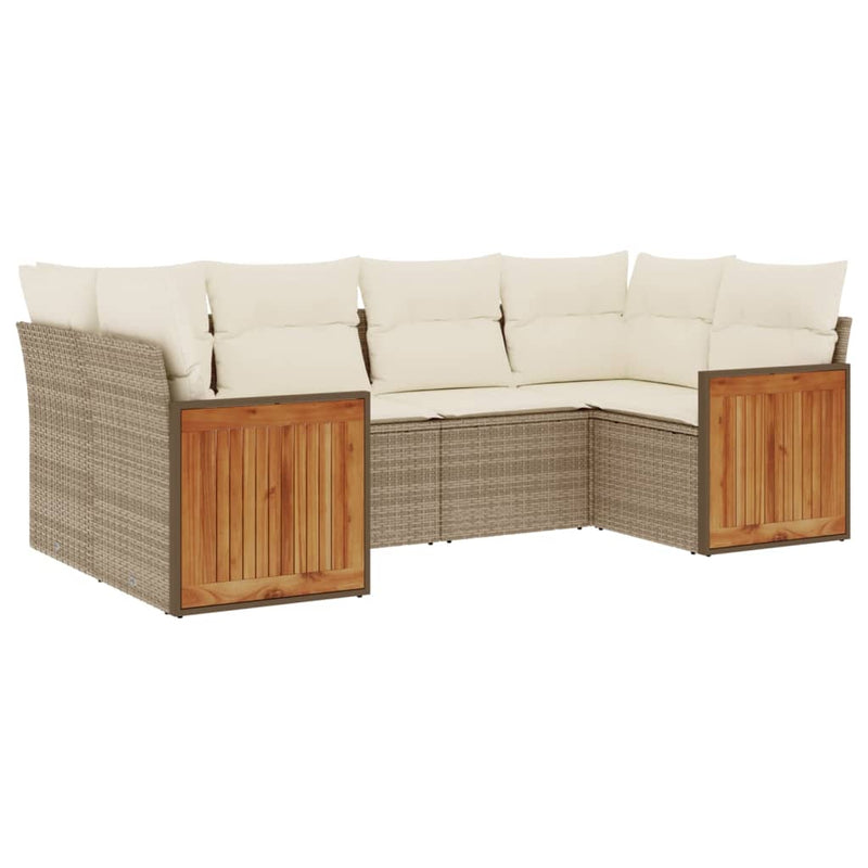 Set canapele de grădină cu perne, 6 piese, bej, poliratan