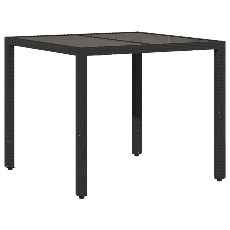 Set bistro cu perne, 3 piese, negru, poliratan