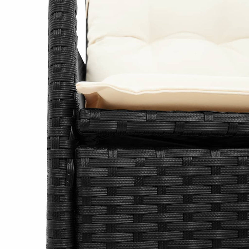 Set mobilier de grădină cu perne, 5 piese, negru, poliratan