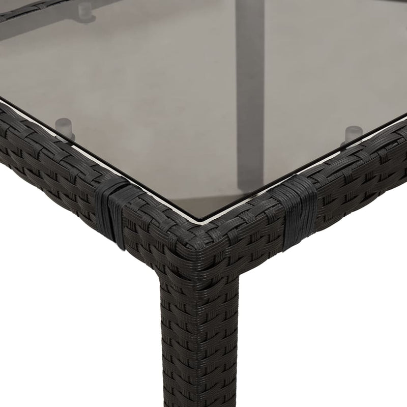 Set mobilier de grădină cu perne, 9 piese, negru, poliratan