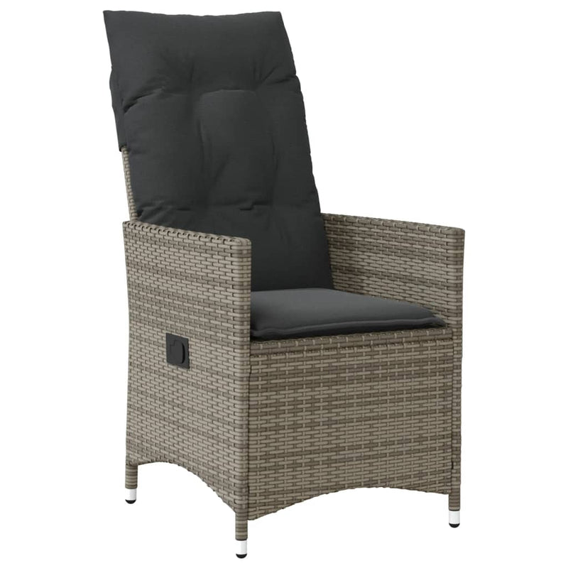 Set mobilier grădină cu perne, 9 piese, gri, poliratan