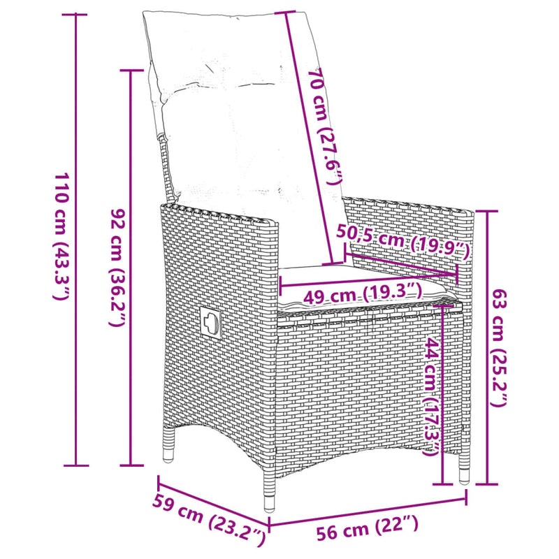 Set mobilier de grădină, 5 piese, cu perne, maro, poliratan