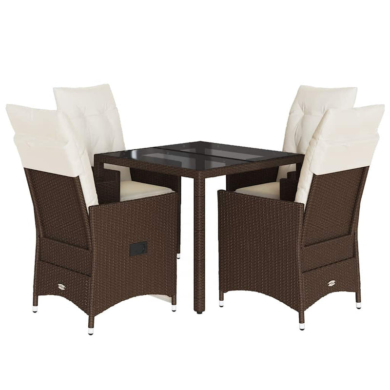Set mobilier de grădină, 5 piese, cu perne, maro, poliratan
