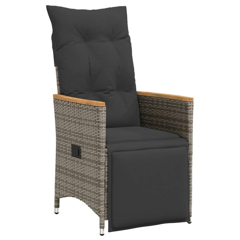 Set mobilier de grădină cu perne, 5 piese, gri, poliratan