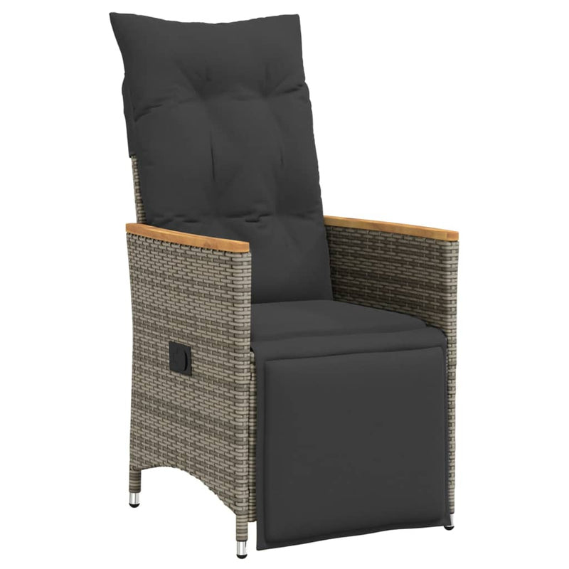 Set mobilier grădină cu perne, 9 piese, gri, poliratan