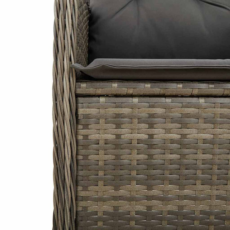 Set bistro de grădină cu perne, 11 piese, gri, poliratan