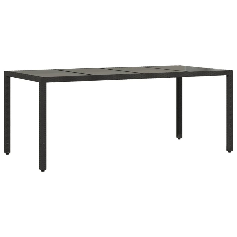 Set mobilier de grădină cu perne 7 piese negru poliratan&sticlă