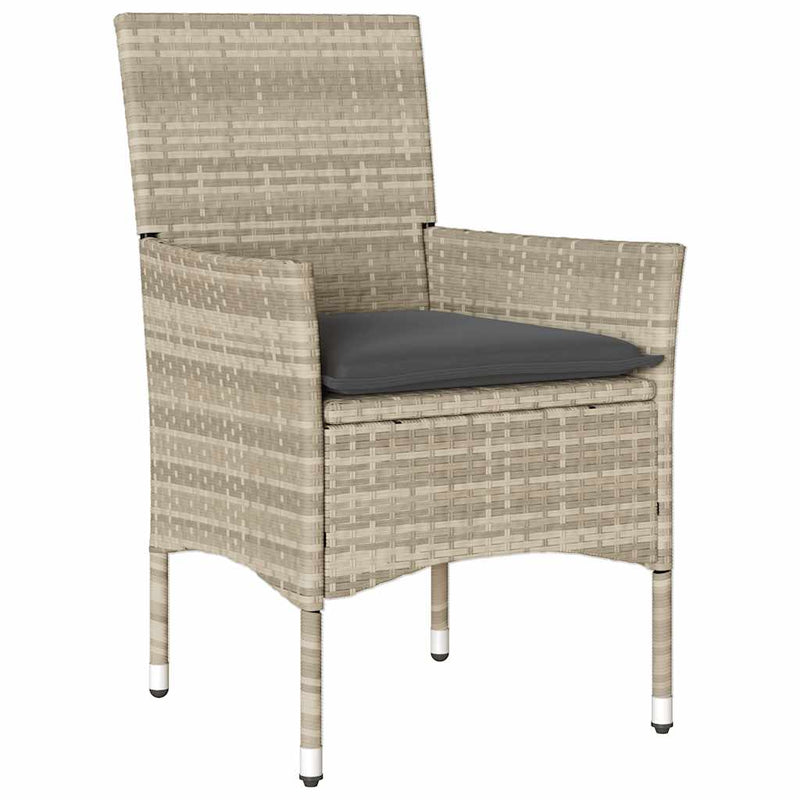 Set mobilier de grădină cu perne 9 piese gri poliratan & sticlă
