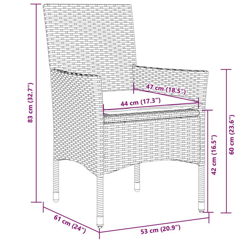 Set mobilier de grădină cu perne 9 piese gri poliratan & sticlă