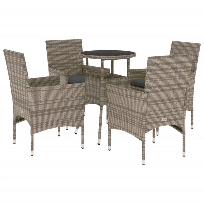 Set mobilier de grădină cu perne 5 piese gri poliratan & sticlă