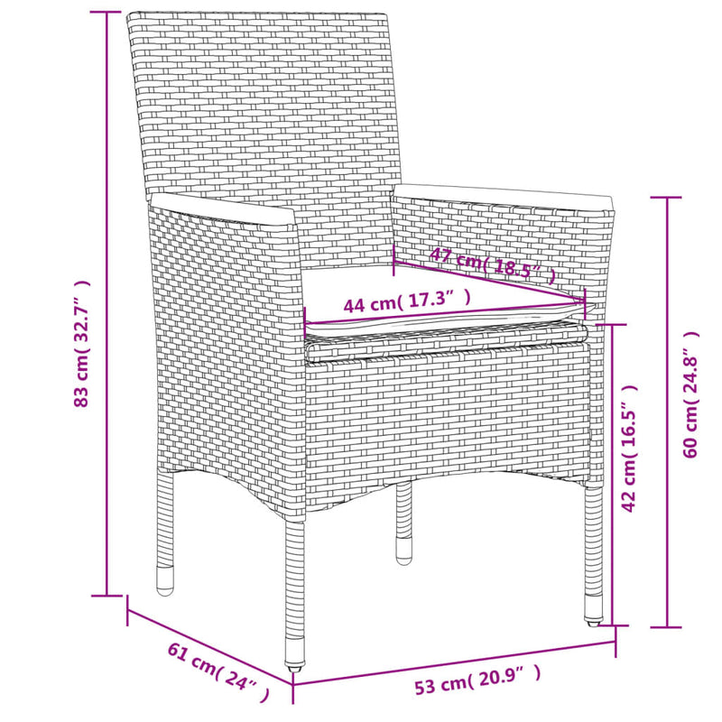 Set mobilier de grădină cu perne 5 piese gri poliratan & sticlă