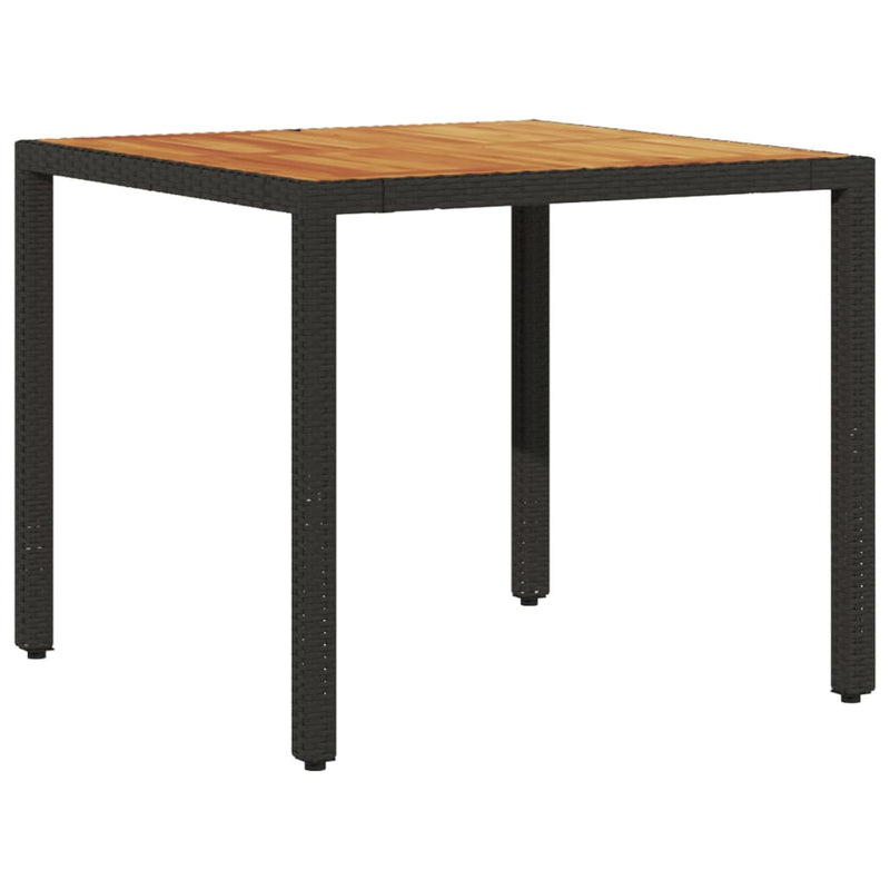 Set mobilier grădină perne 3 piese negru poliratan/lemn acacia