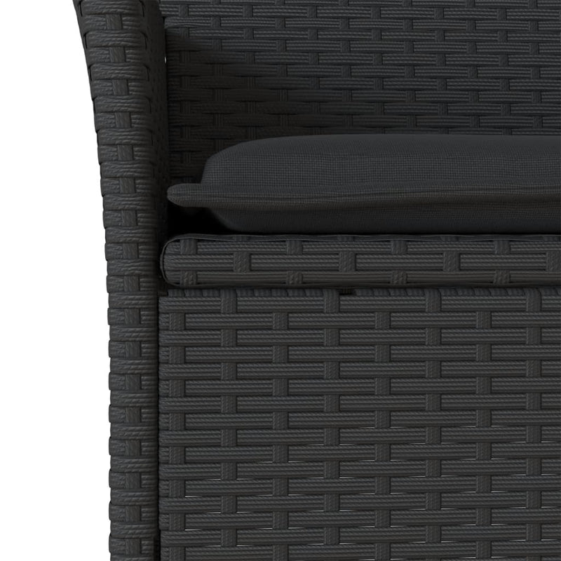 Set mobilier grădină perne 3 piese negru poliratan/lemn acacia