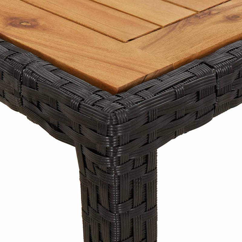 Set mobilier grădină perne 3 piese negru poliratan/lemn acacia