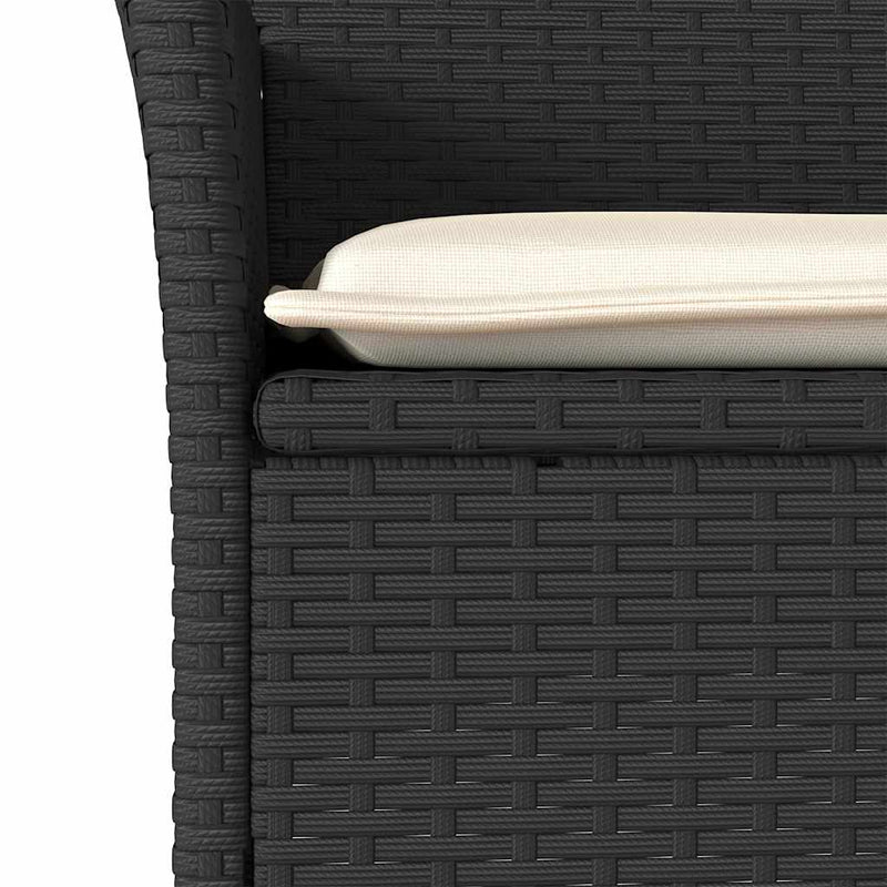 Set mobilier de grădină cu perne 3 piese negru poliratan&sticlă