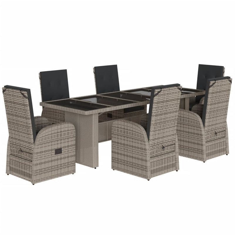 Set mobilier de grădină cu perne, 7 piese, gri, poliratan