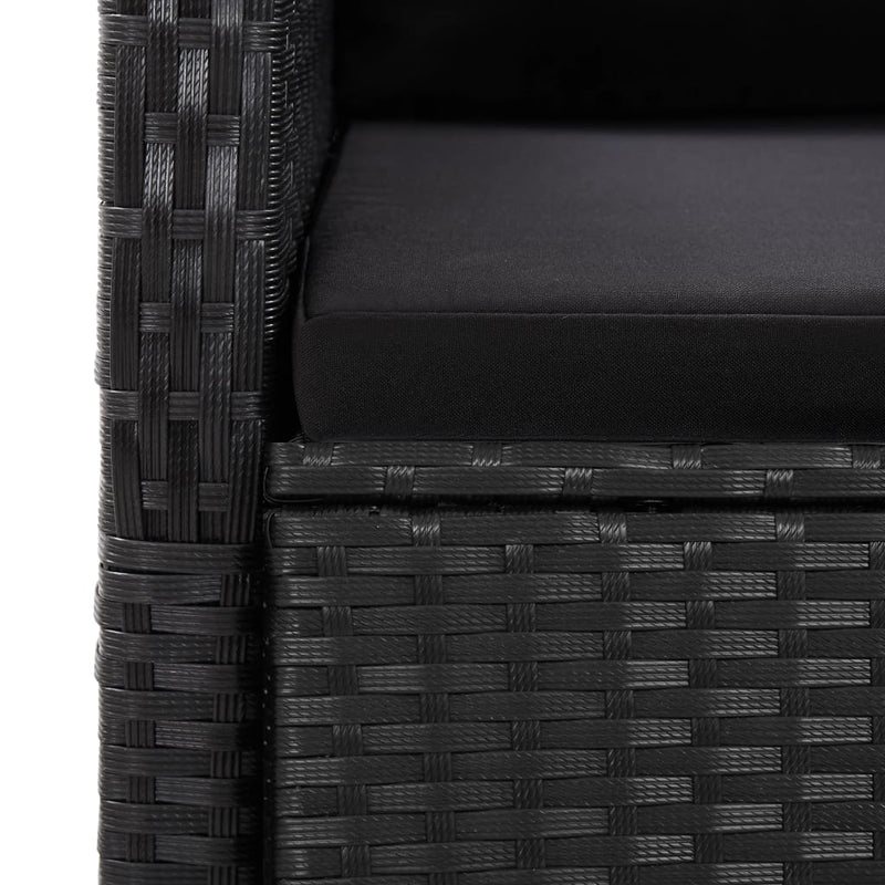 Set mobilier de grădină cu perne, 7 piese, negru, poliratan