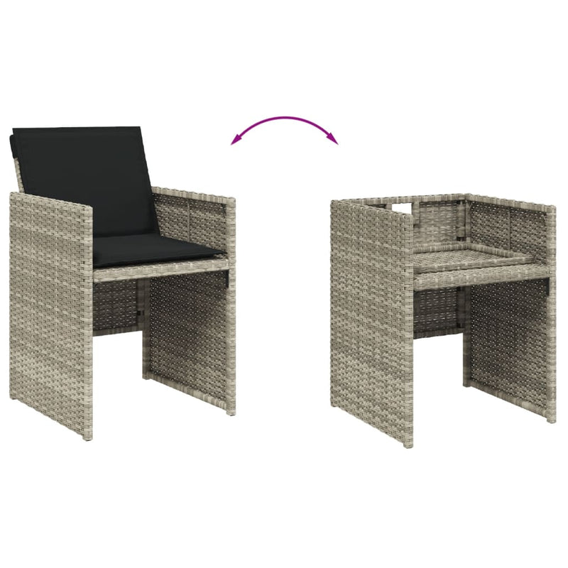 Set mobilier grădină cu perne, 9 piese, gri deschis, poliratan