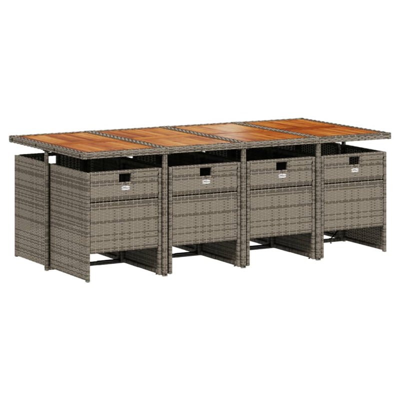 Set mobilier grădină cu perne, 9 piese, gri, poliratan