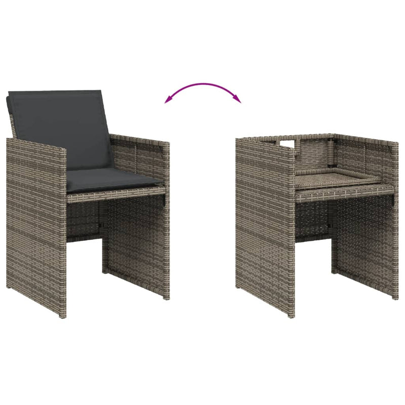 Set mobilier grădină cu perne, 9 piese, gri, poliratan