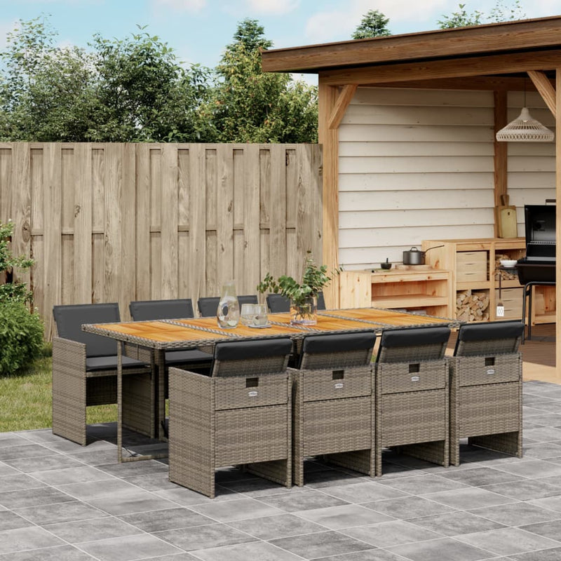 Set mobilier grădină cu perne, 9 piese, gri, poliratan