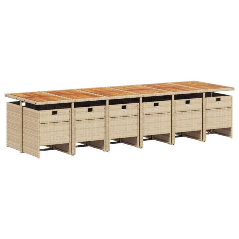 Set mobilier de grădină cu perne, 13 piese, bej, poliratan