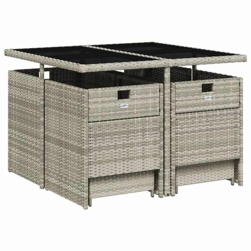 Set mobilier grădină cu perne, 9 piese, gri deschis, poliratan