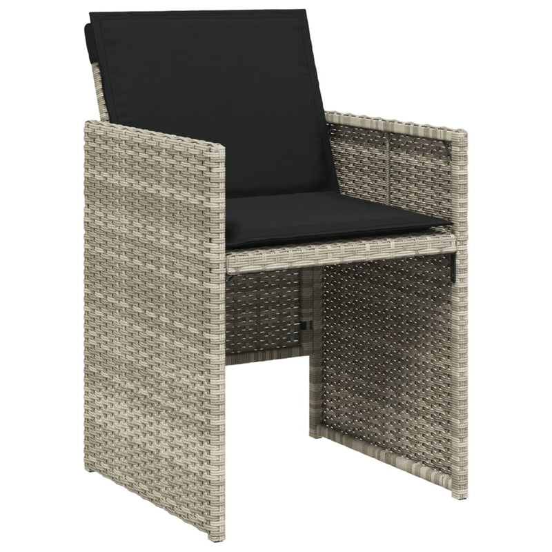 Set mobilier grădină cu perne, 9 piese, gri deschis, poliratan