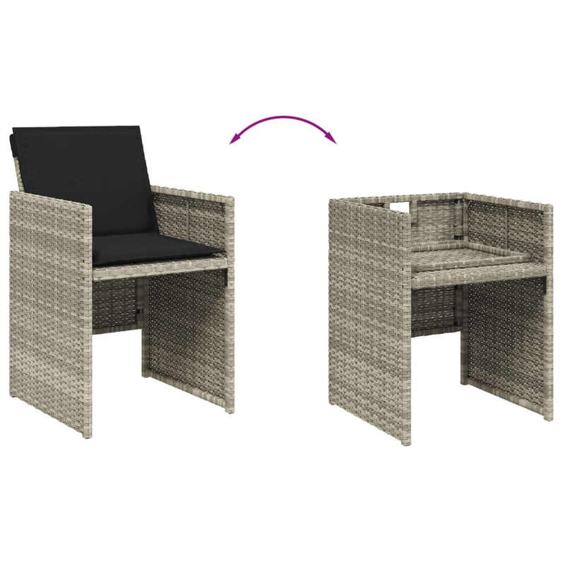 Set mobilier grădină cu perne, 9 piese, gri deschis, poliratan
