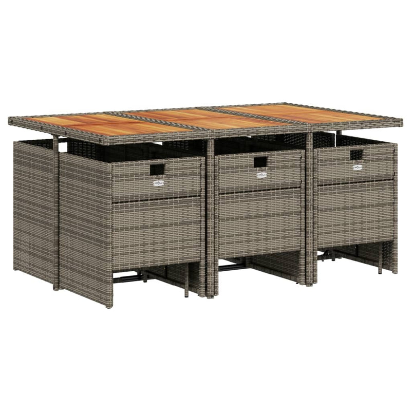 Set mobilier de grădină cu perne, 11 piese, gri, poliratan
