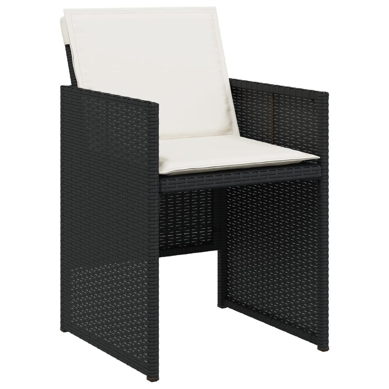 Set mobilier de grădină cu perne, 15 piese, negru, poliratan