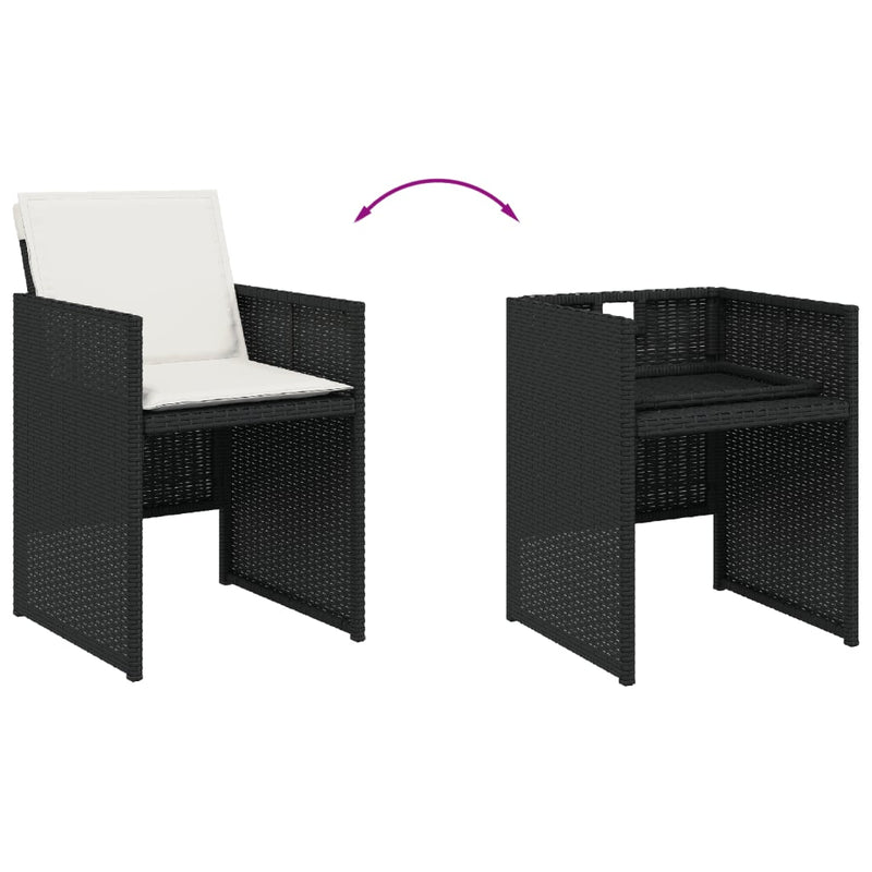 Set mobilier de grădină cu perne, 15 piese, negru, poliratan