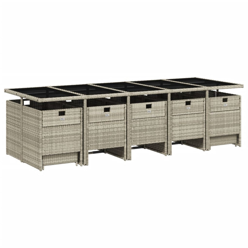 Set mobilier de grădină cu perne 15 piese gri deschis poliratan