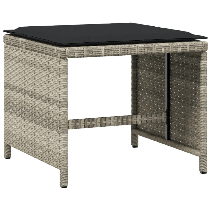 Set mobilier de grădină cu perne 15 piese gri deschis poliratan